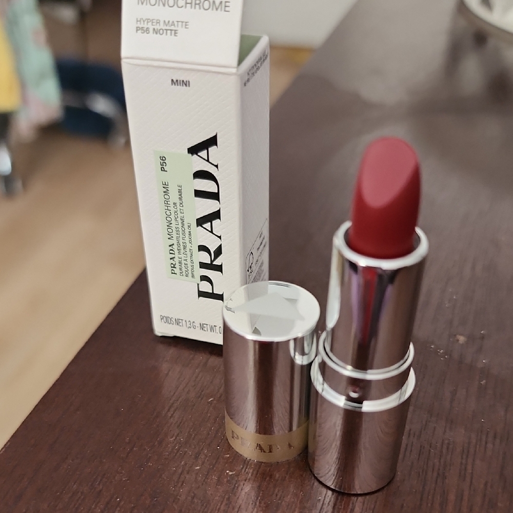 Prada Monochrome Mini Lipstick P56 Durable New In Box Dark Red